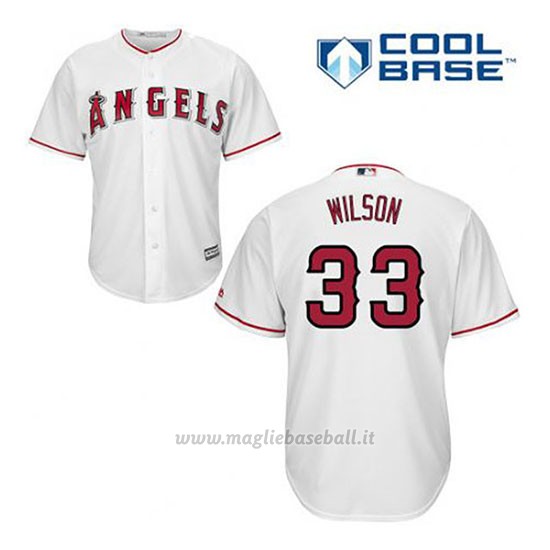 Maglia Baseball Uomo Los Angeles Angels C.j. Wilson 33 Bianco 1ªCool Base